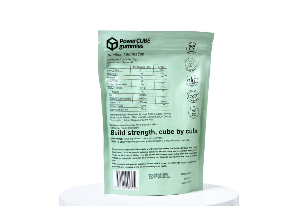 Creatine Monhydrate and Electrolyte Gummies Sour Apple