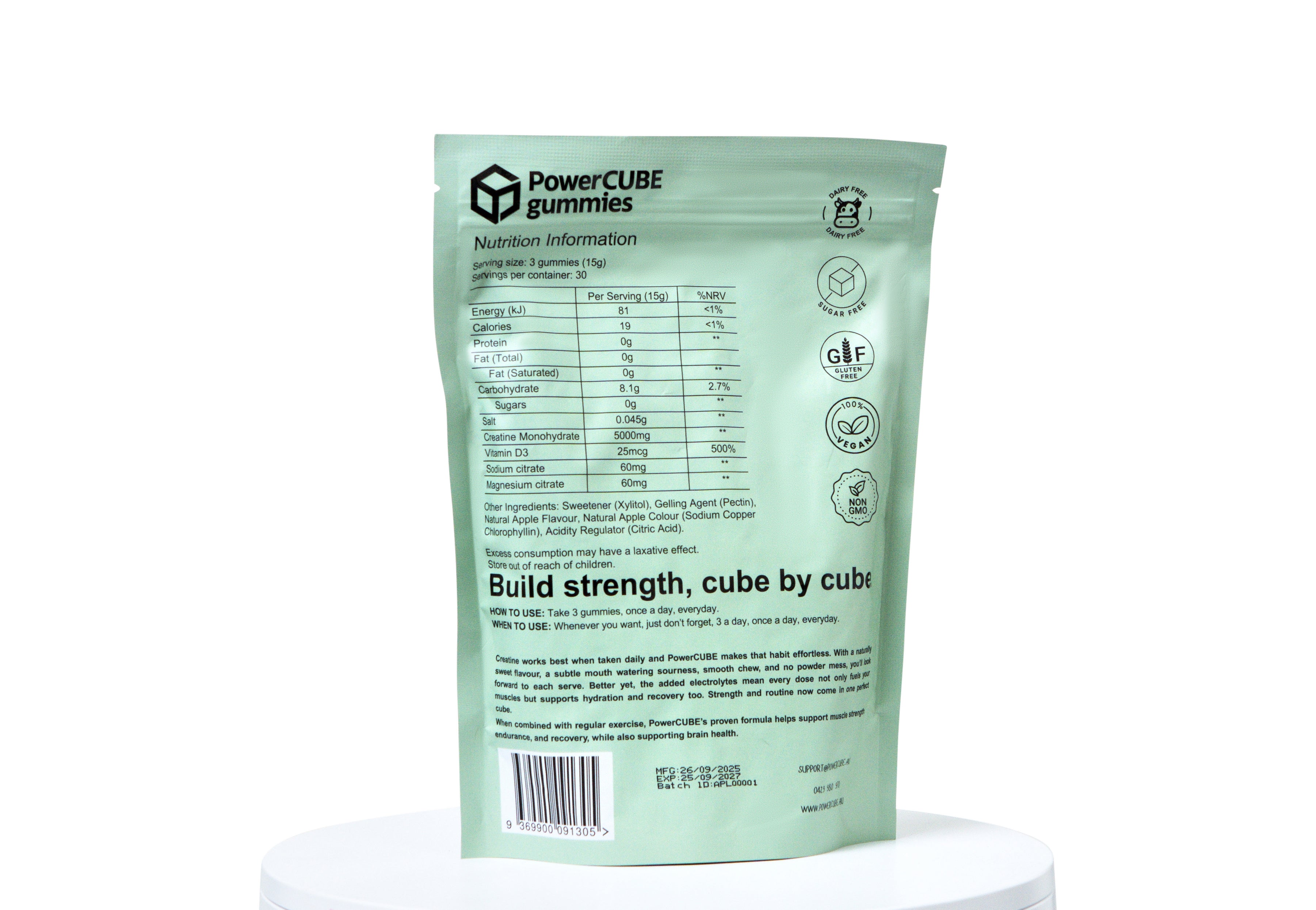 Creatine Monhydrate and Electrolyte Gummies Sour Apple