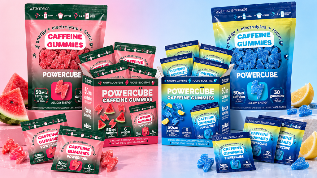 Watermelon + Blue Razzberry Energy + Focus Gummies (2 large + 2 small)