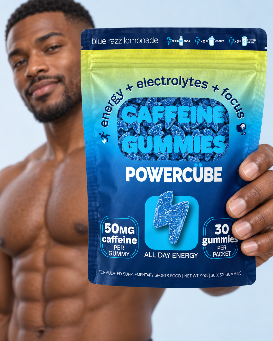 Watermelon + Blue Razzberry Energy + Focus Gummies (2 large + 2 small)