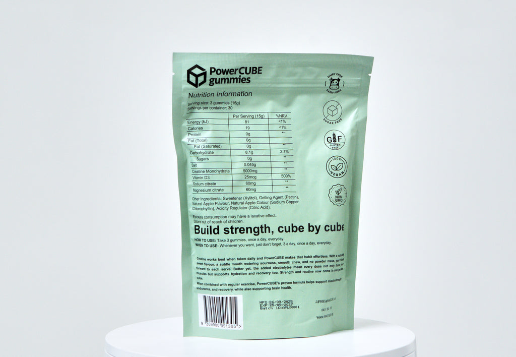 Creatine Monhydrate and Electrolyte Gummies Sour Apple